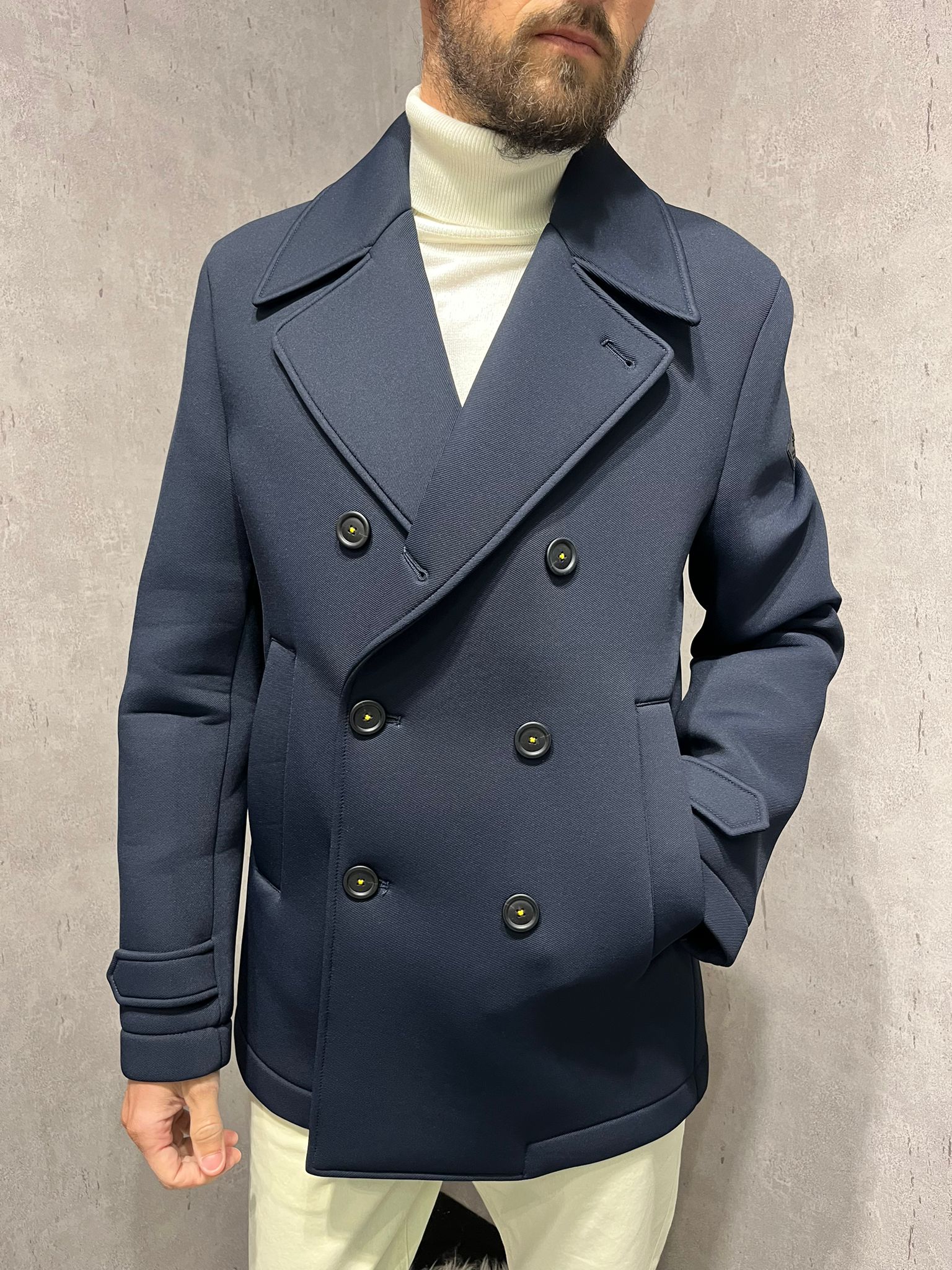 Cappotto peacoat doppiopetto blu