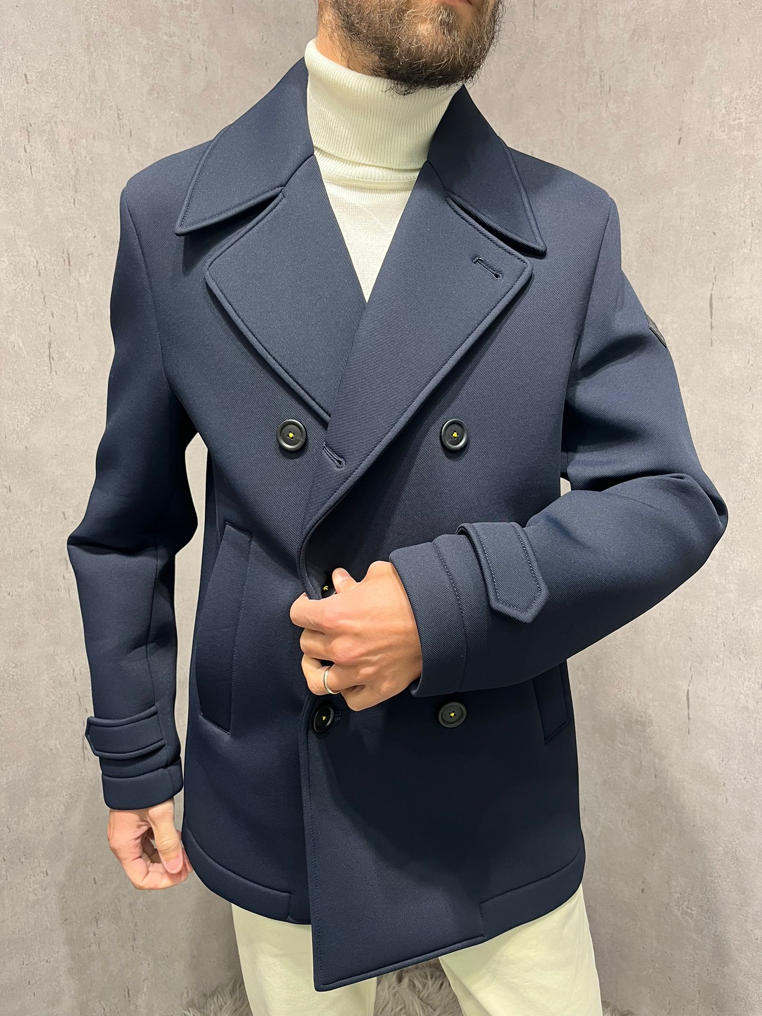 Cappotto peacoat doppiopetto blu