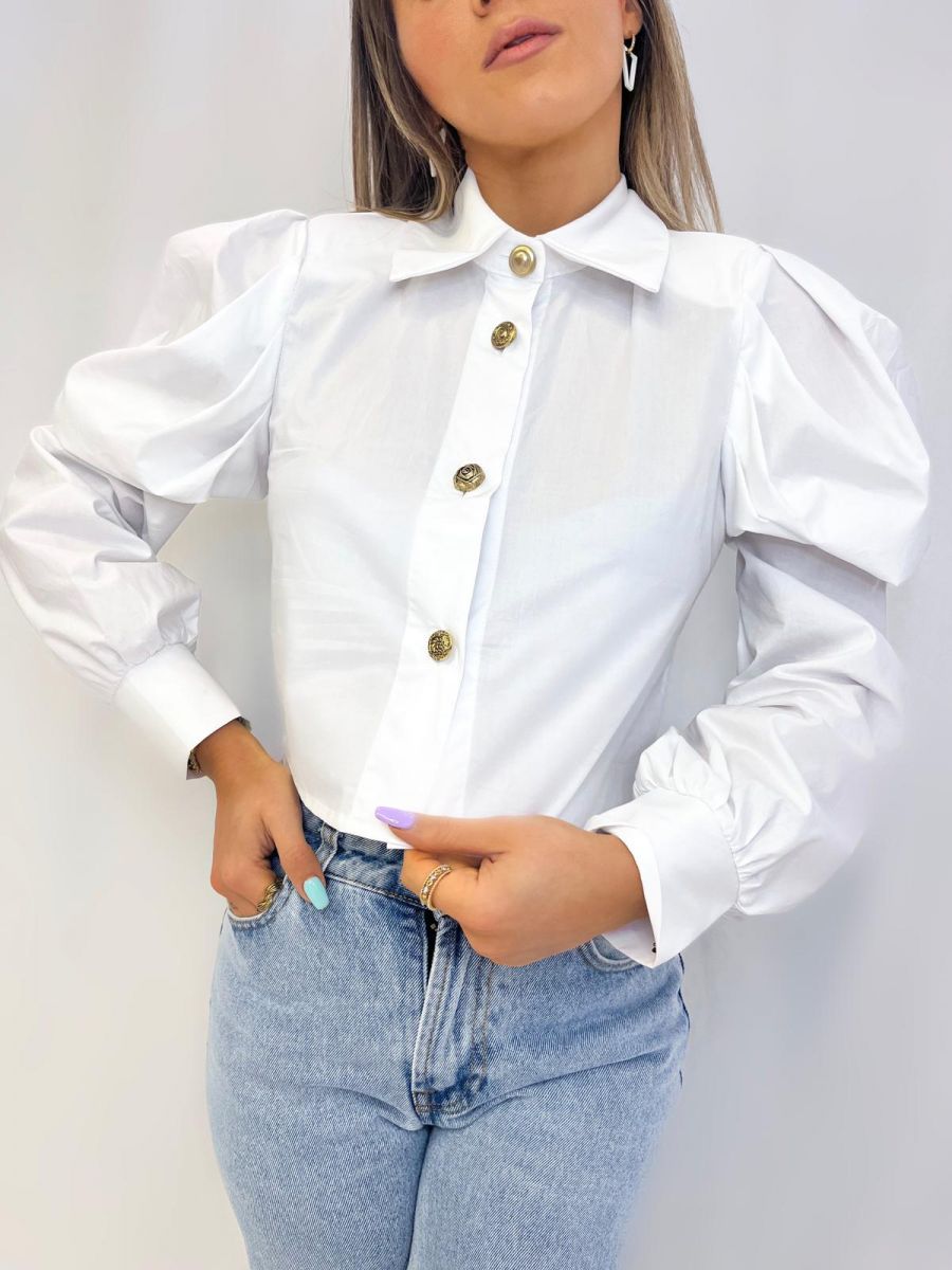 Camicia manica sbuffo bianca