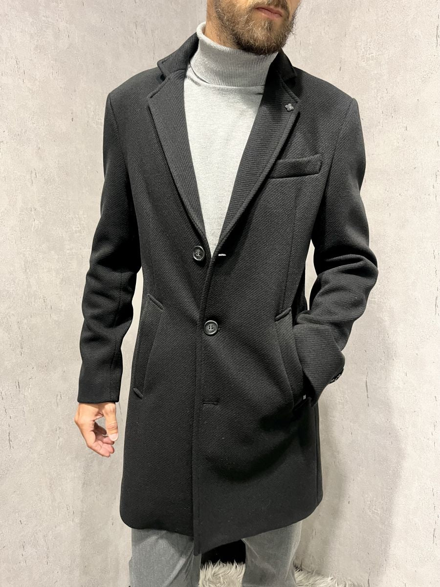 GIANNI LUPO - Cappotto nero monopetto