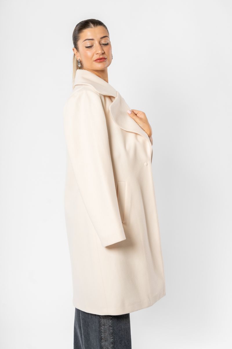 HAVEONE - Cappotto collo sportivo bianco