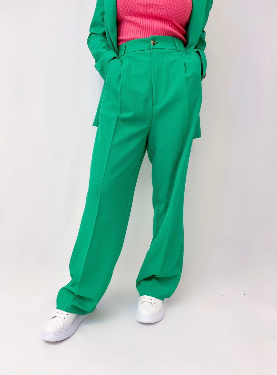 Pantalone vita alta color green