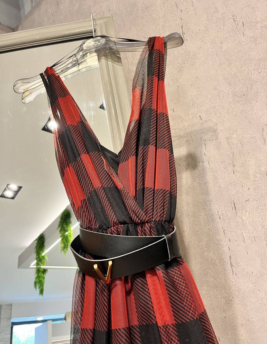 VICOLO - Abito lungo tartan