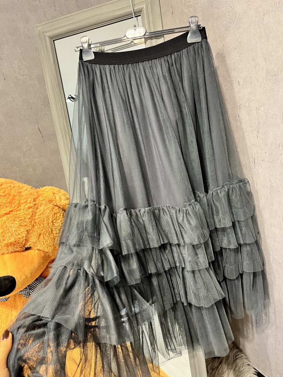 Gonna in tulle color grigio antracite