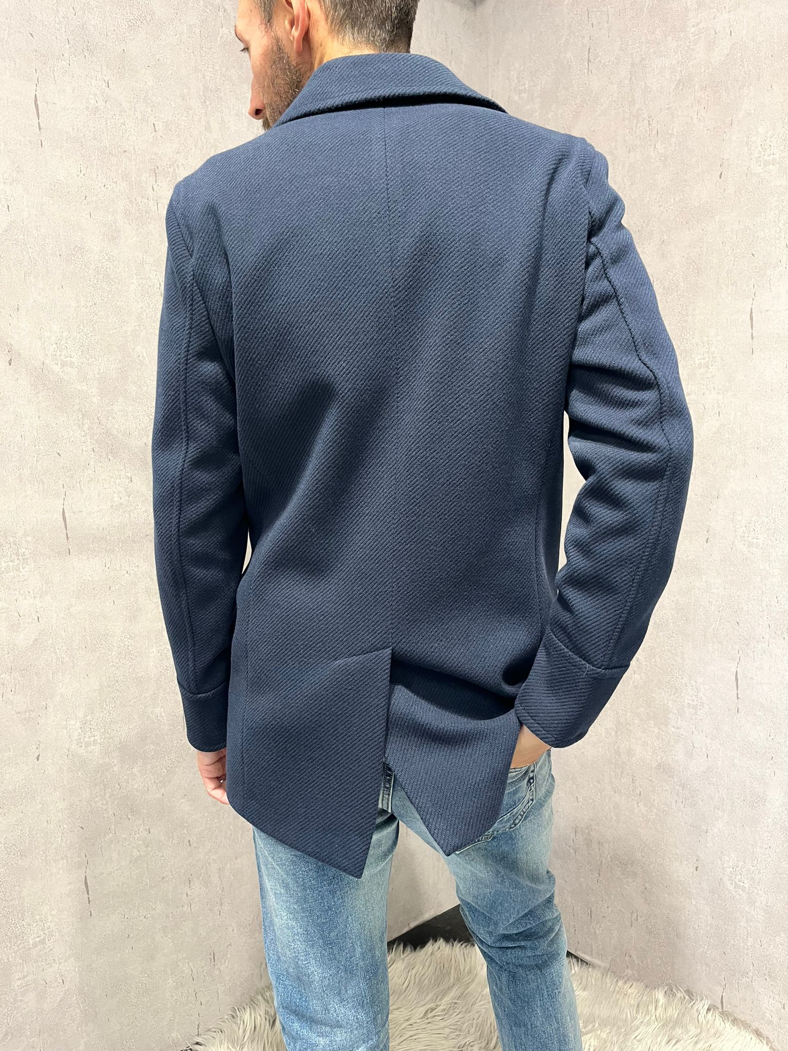 Cappotto doppiopetto blu